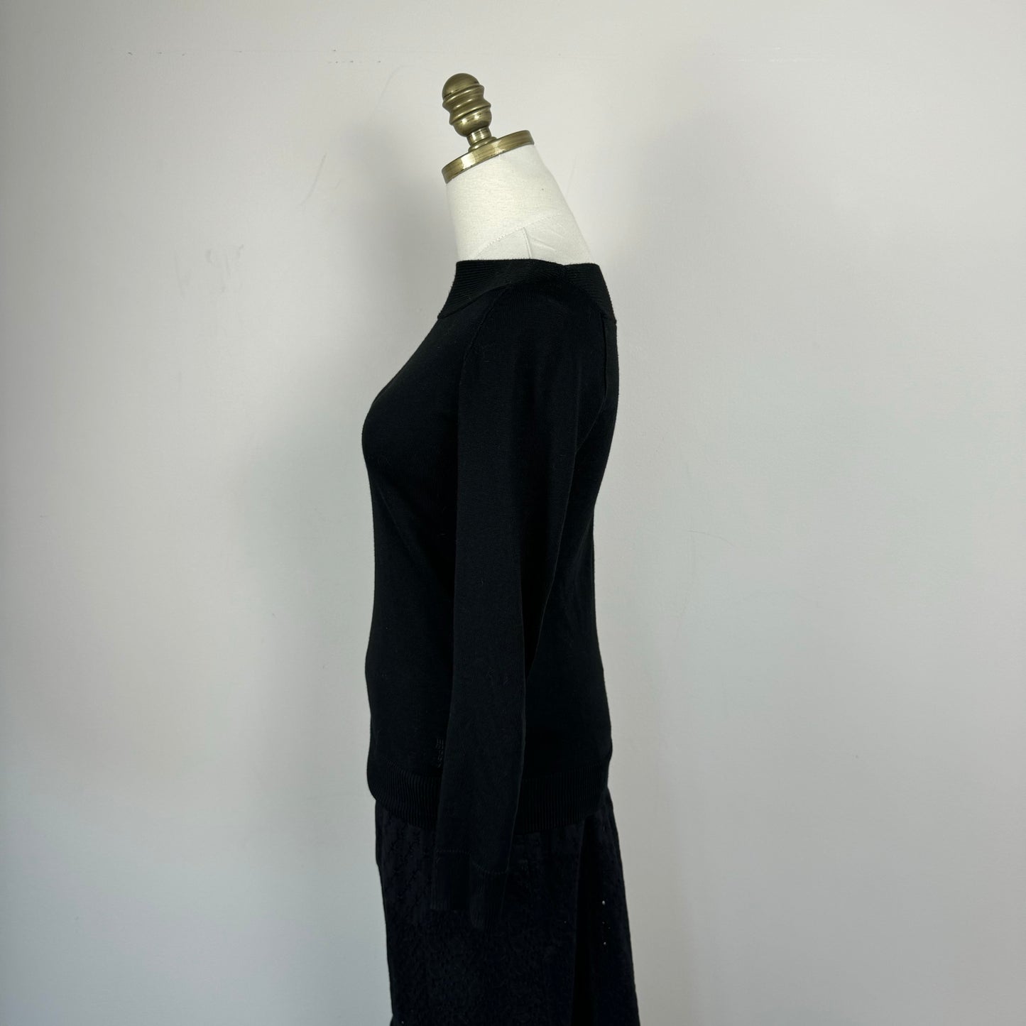 Black Fitted Boat Neck Sweater