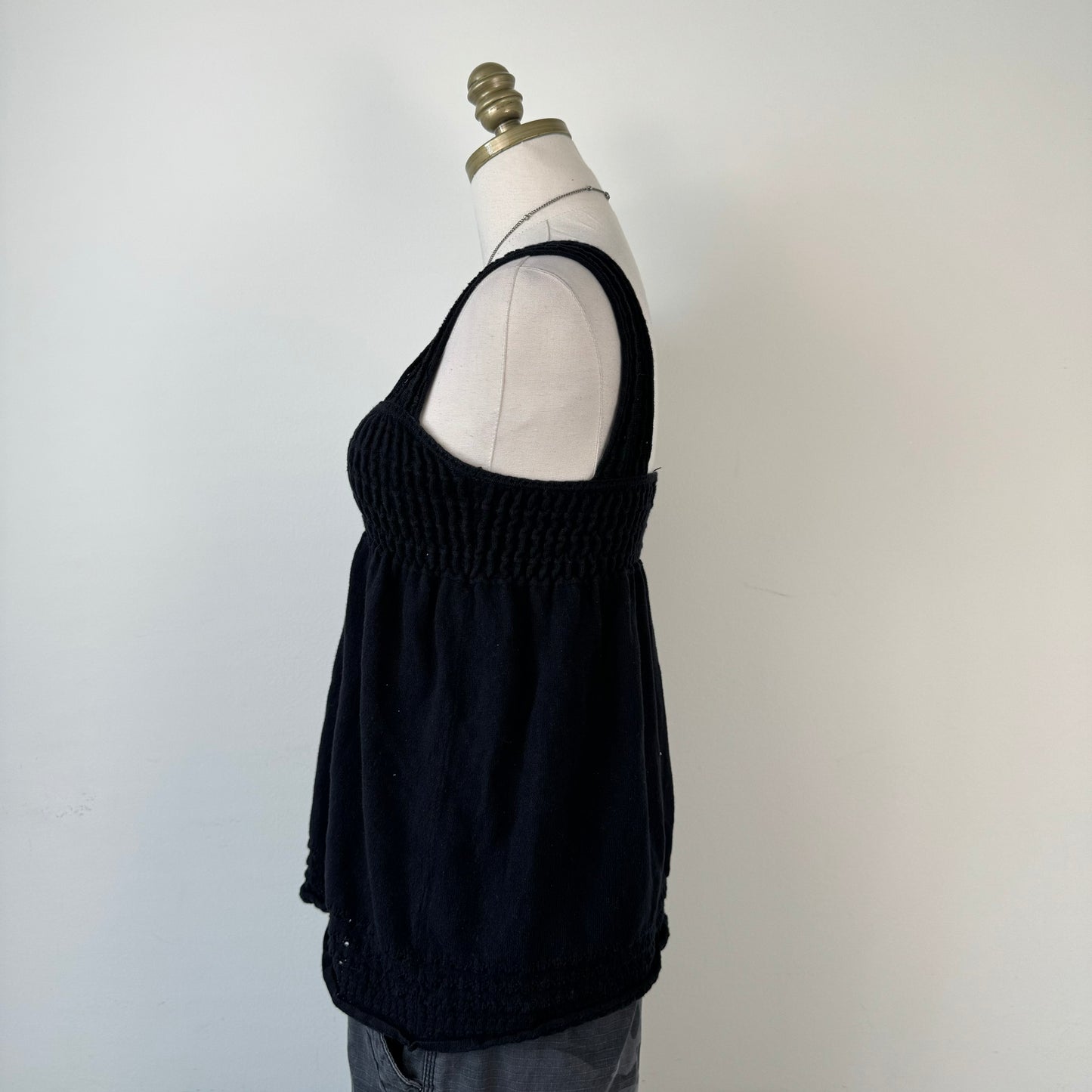Black Knit Babydoll Top