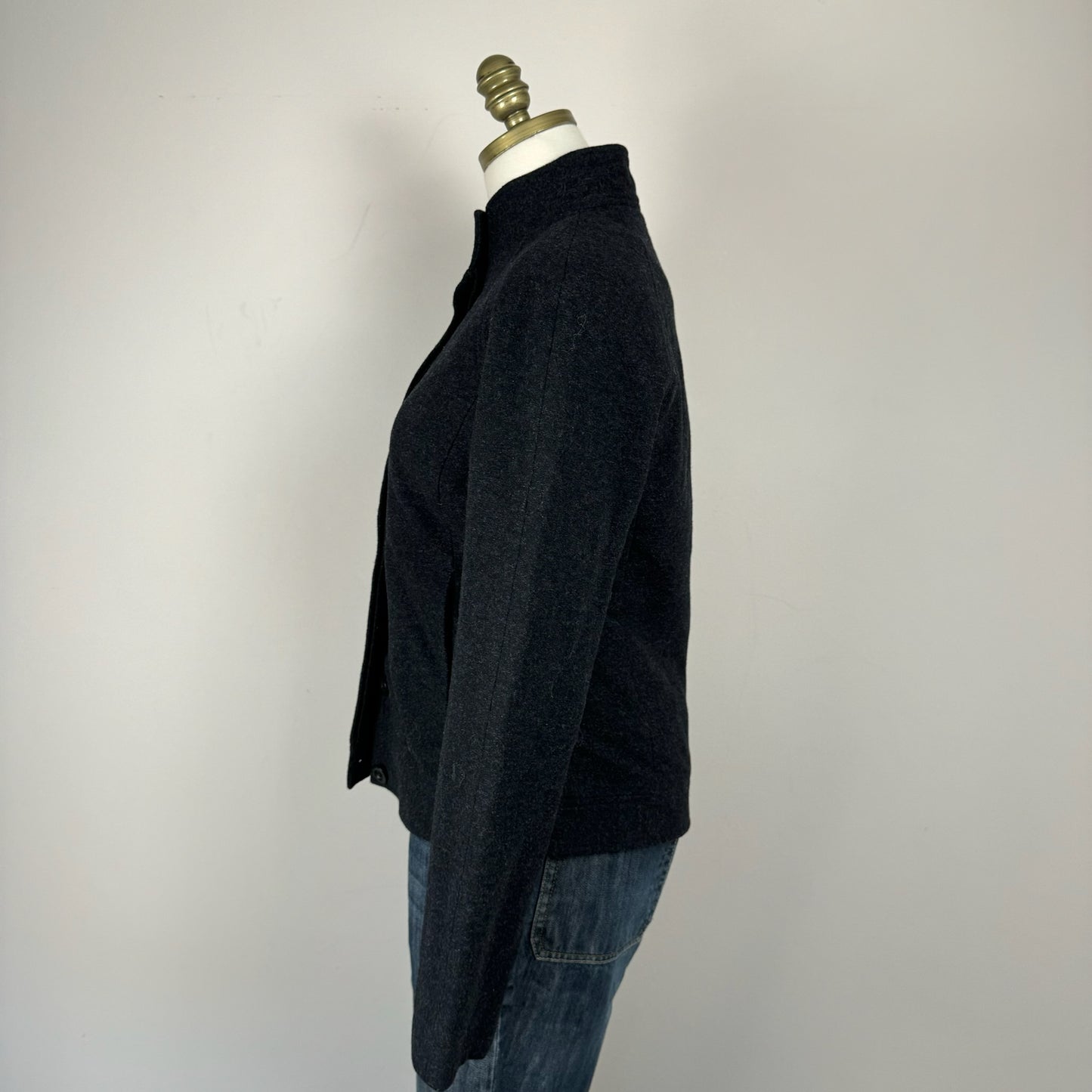 Grey Wool Button Up Jacket