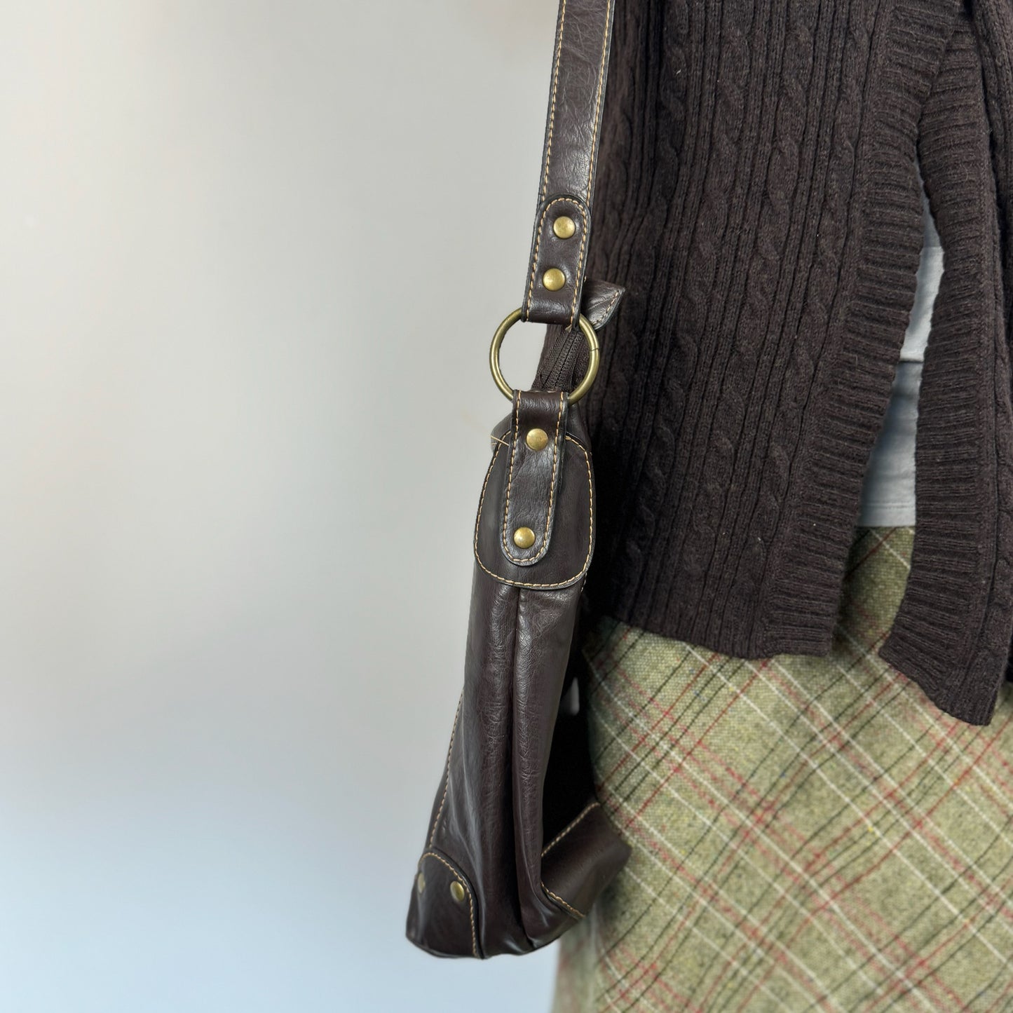 Vintage Brown Leather Crossbody Bag