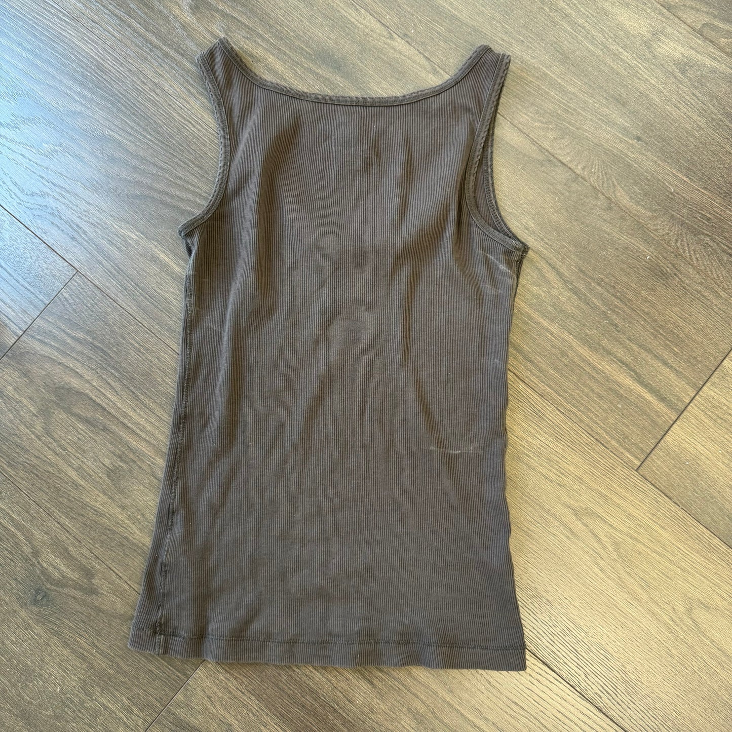 Brown Ribbed Tank Top