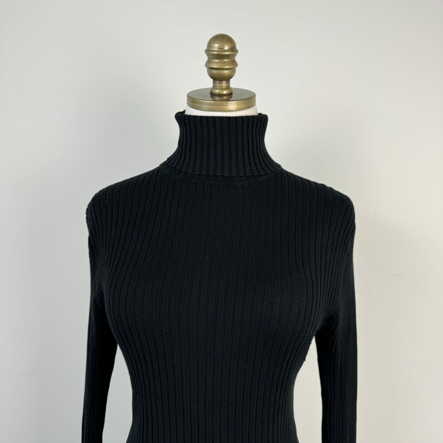 Silk Cotton Blend Fitted Turtleneck Sweater