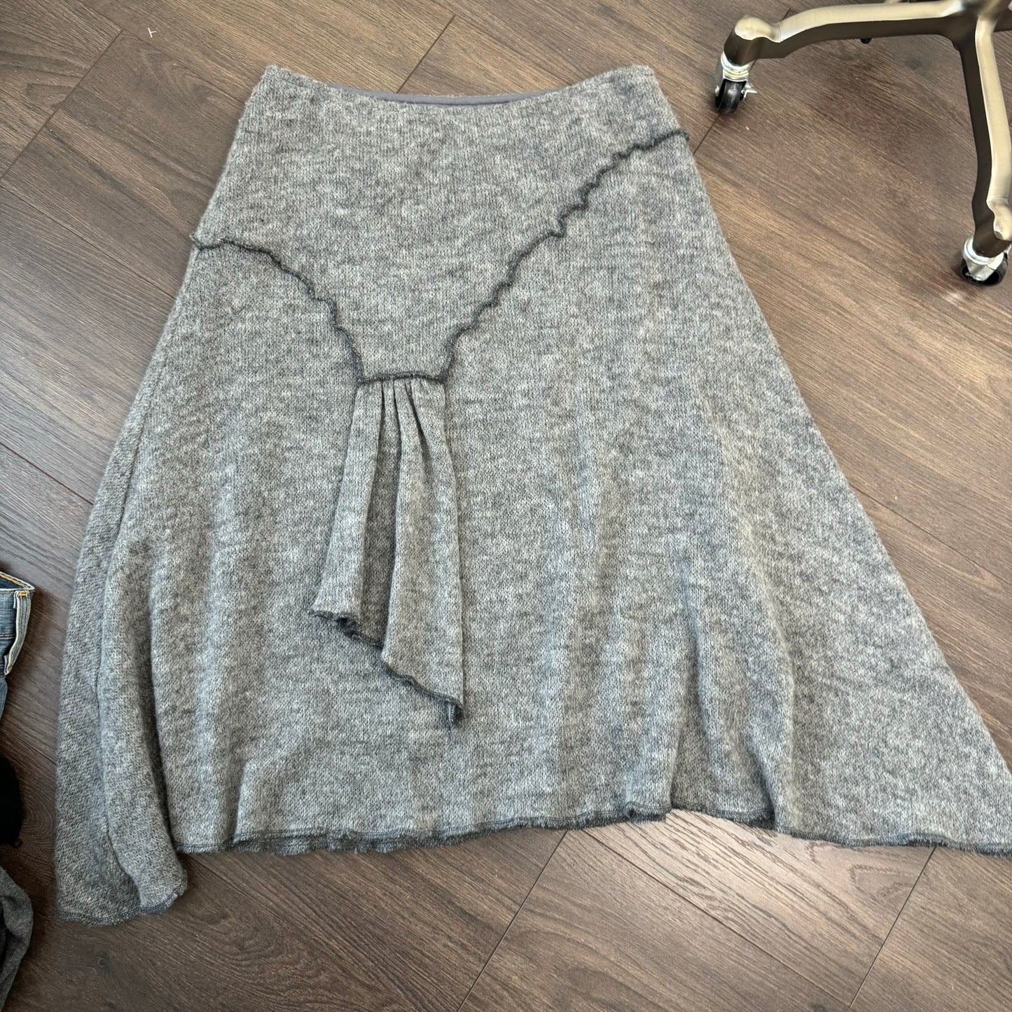 Vintage Asymmetric Knit Midi Skirt