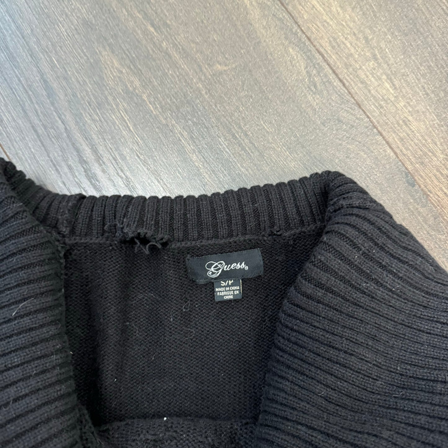 Guess Black Knit Off Shoulder Sweater