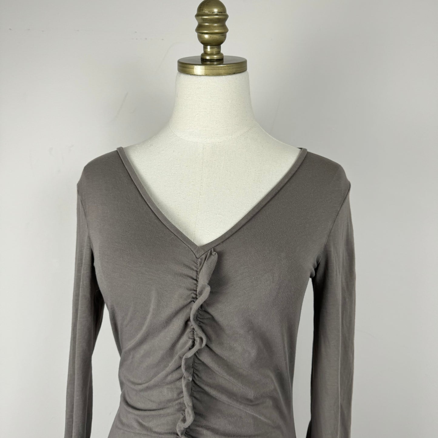 Vintage Taupe Fitted Ruched Top