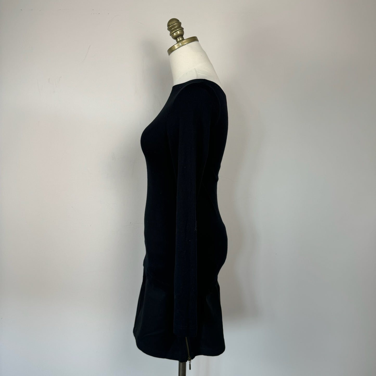 Black Fitted Boat Neck Top