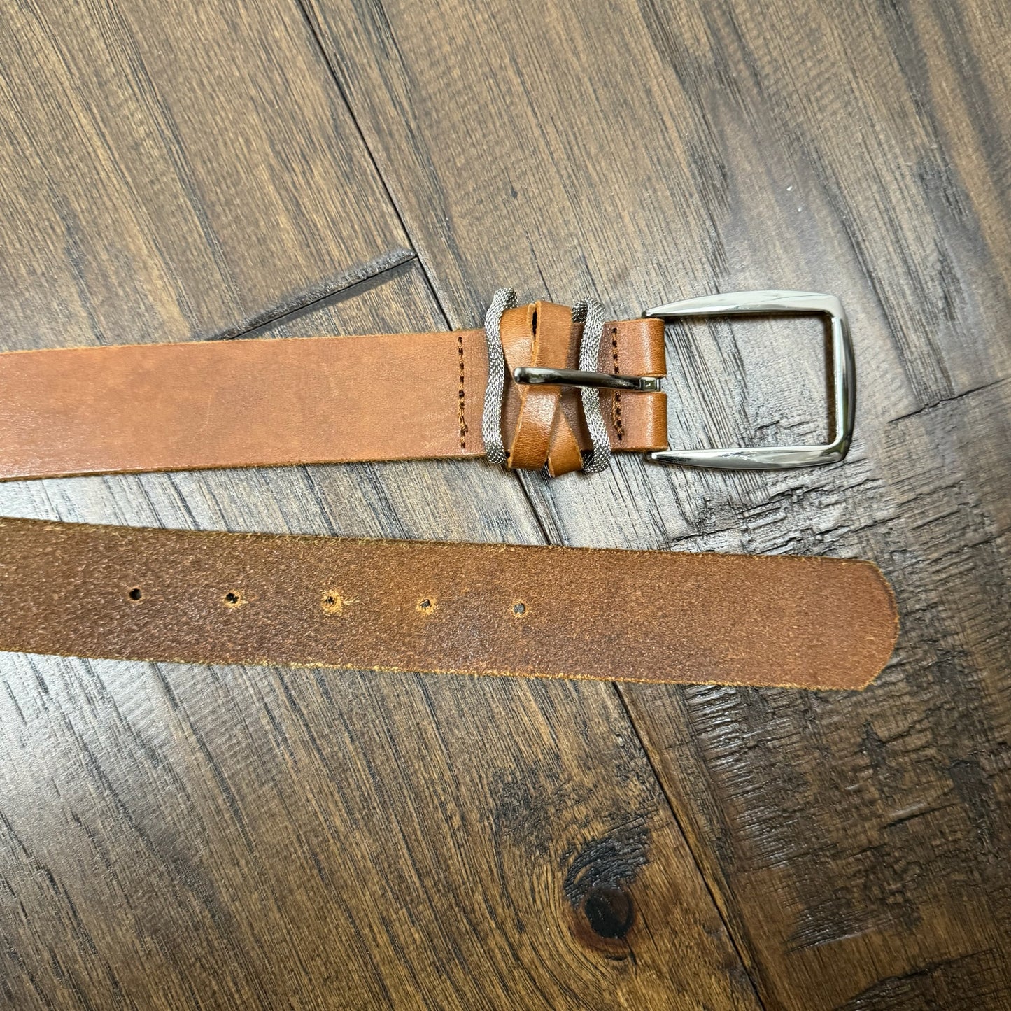 Danier Tan Silver Buckle Leather Belt