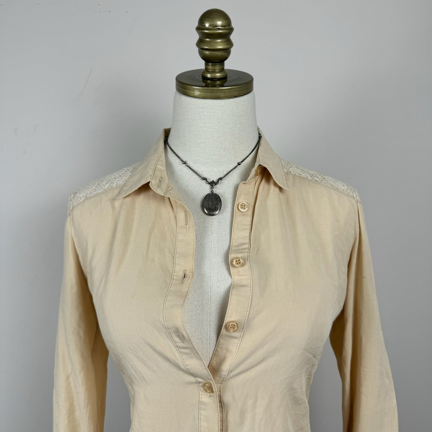Charlotte Russe Lace Detail Button Up Shirt