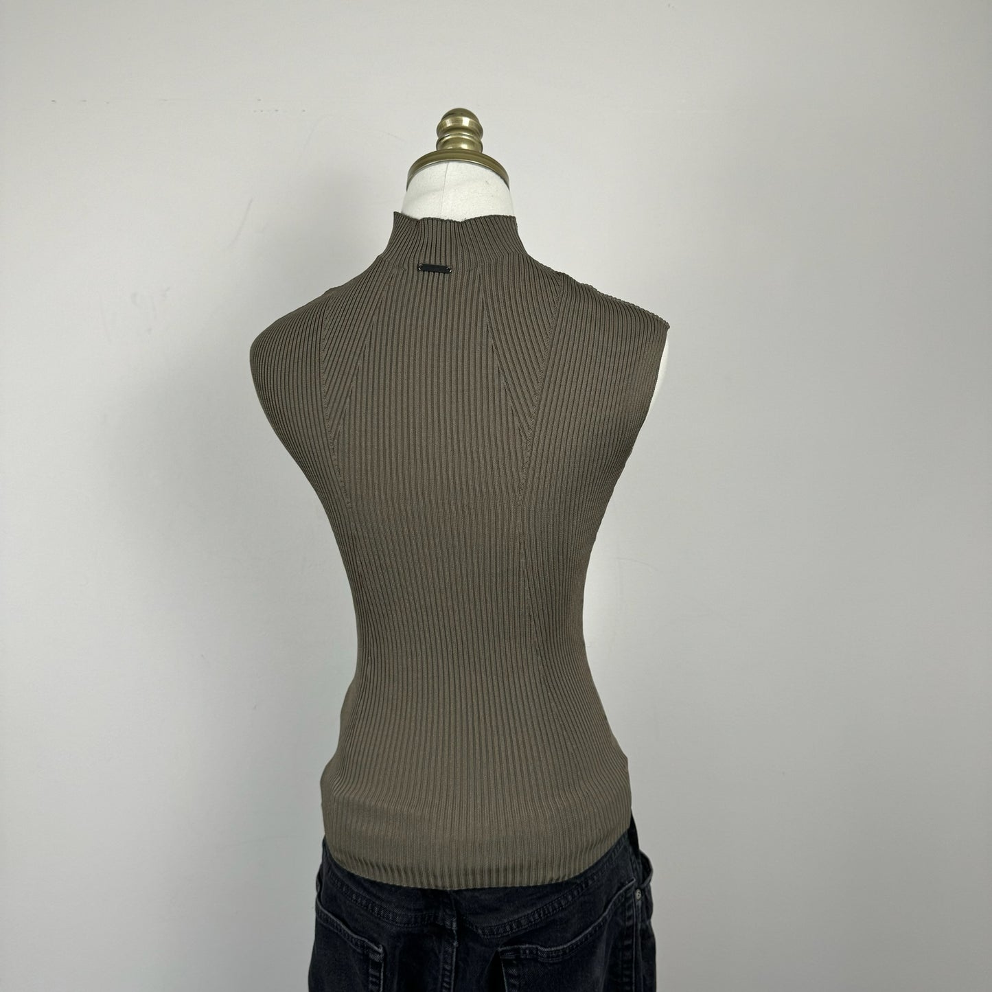 Mock Neck Fitted Ribbed Knit Top