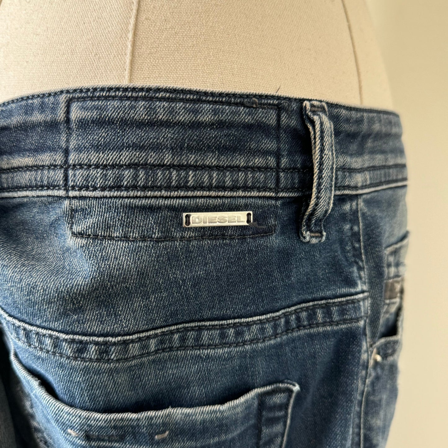 Diesel Faded Dark Wash Low Rise Jeans