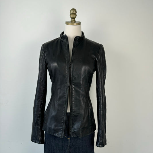Danier Fitted Black Genuine Leather Jacket