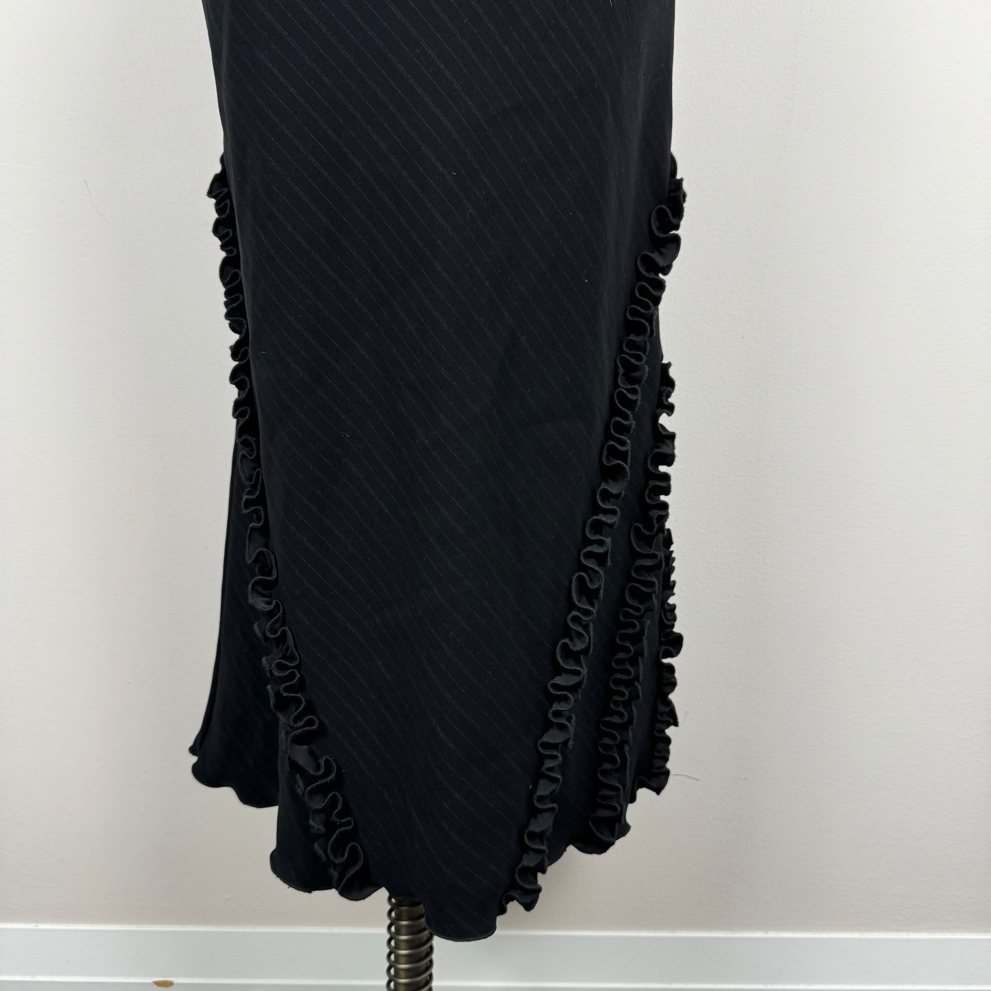 Black Pinstripe Midi Skirt
