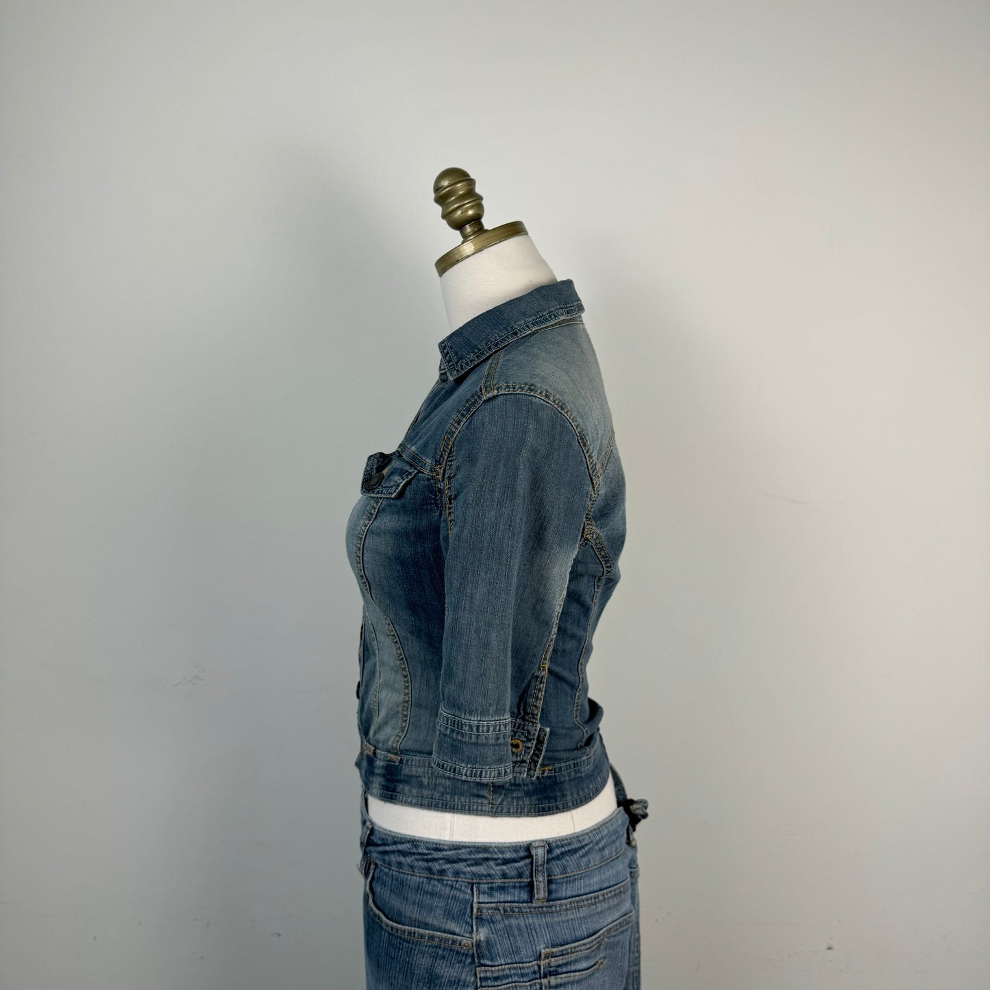 Fitted Denim Button Up Top