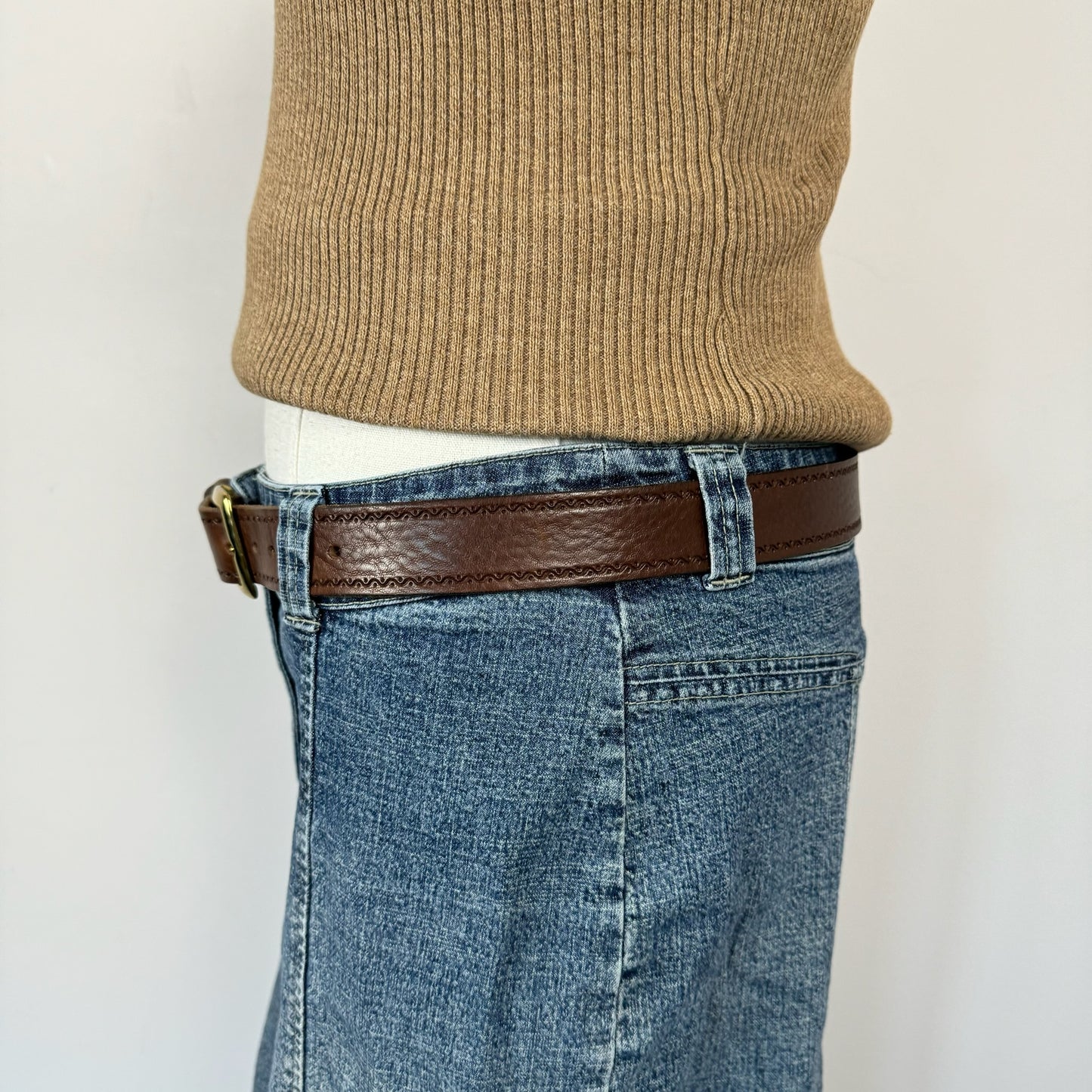 Western Gold Buckle Genuine Leather Belt