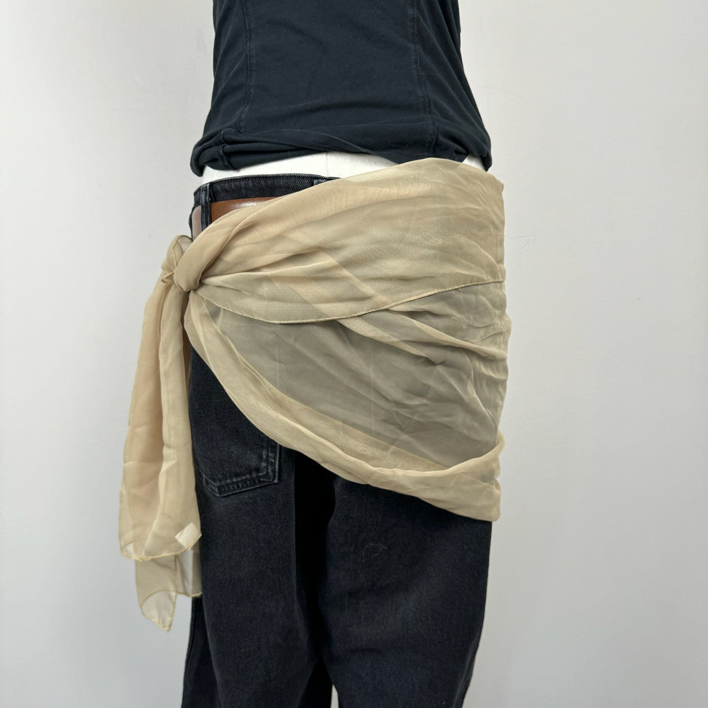 Chiffon Sheer Beige Scarf