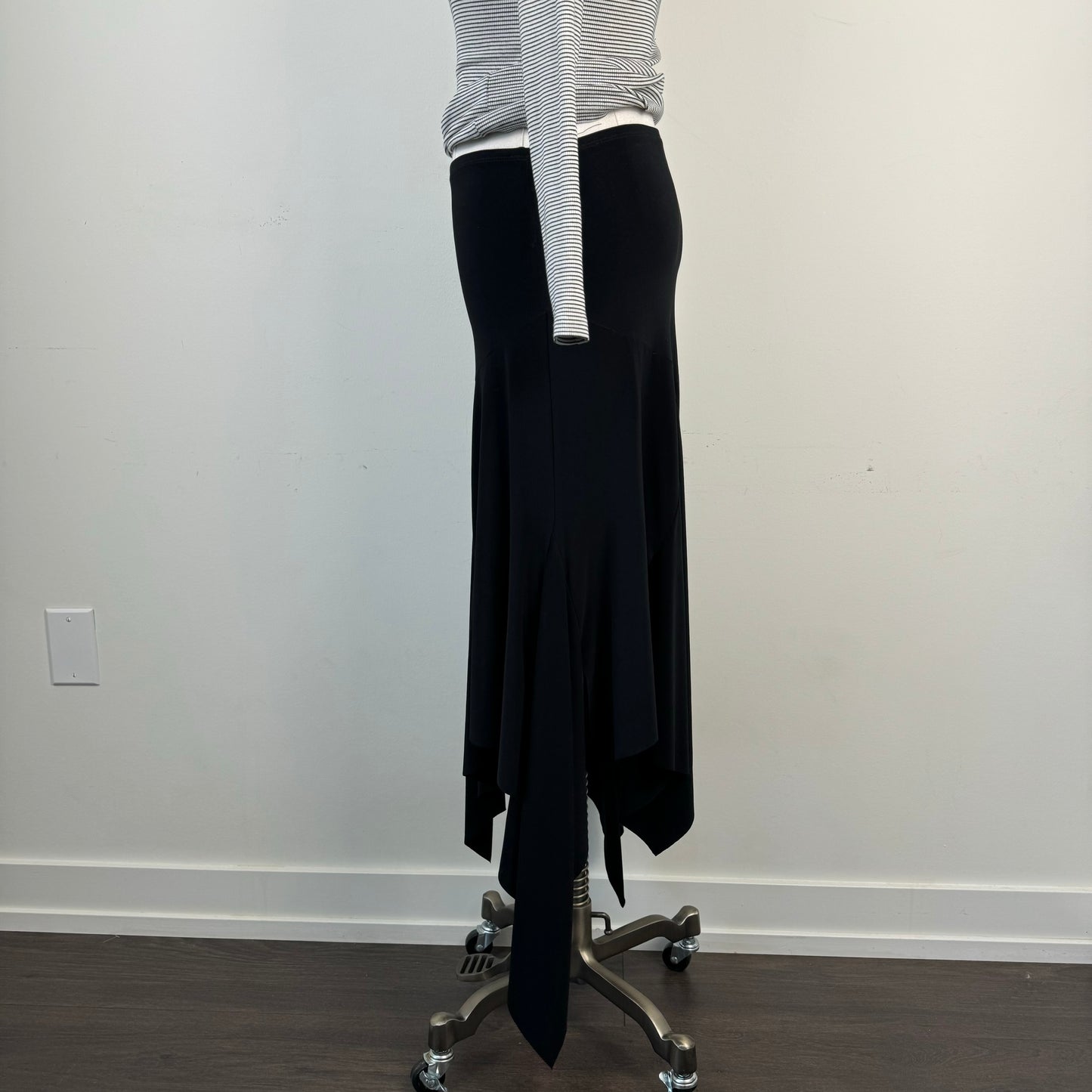 Vintage Black Asymmetric Midi Skirt