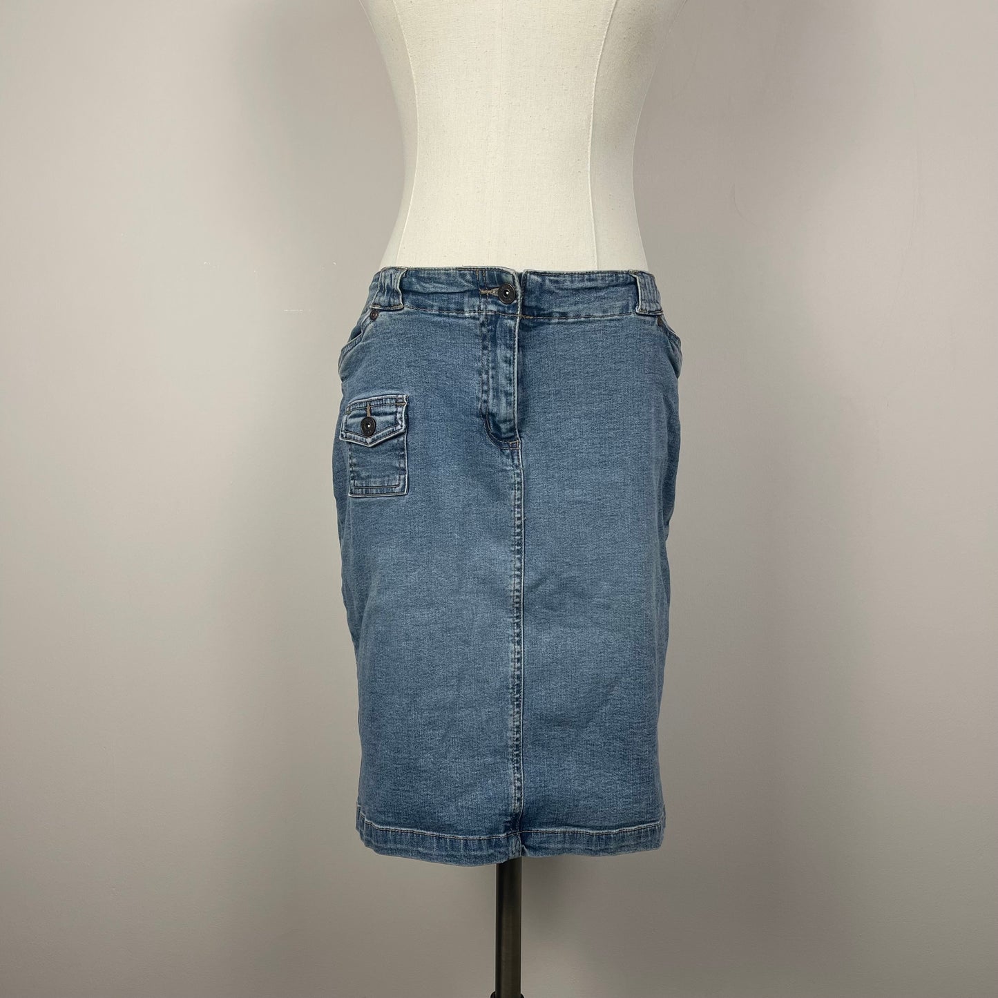 Vintage Light Wash Denim Midi Skirt