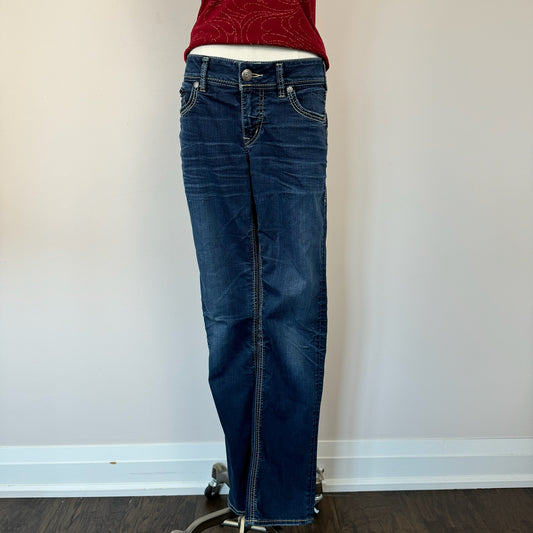 Silver Dark Wash Slim Leg Jeans