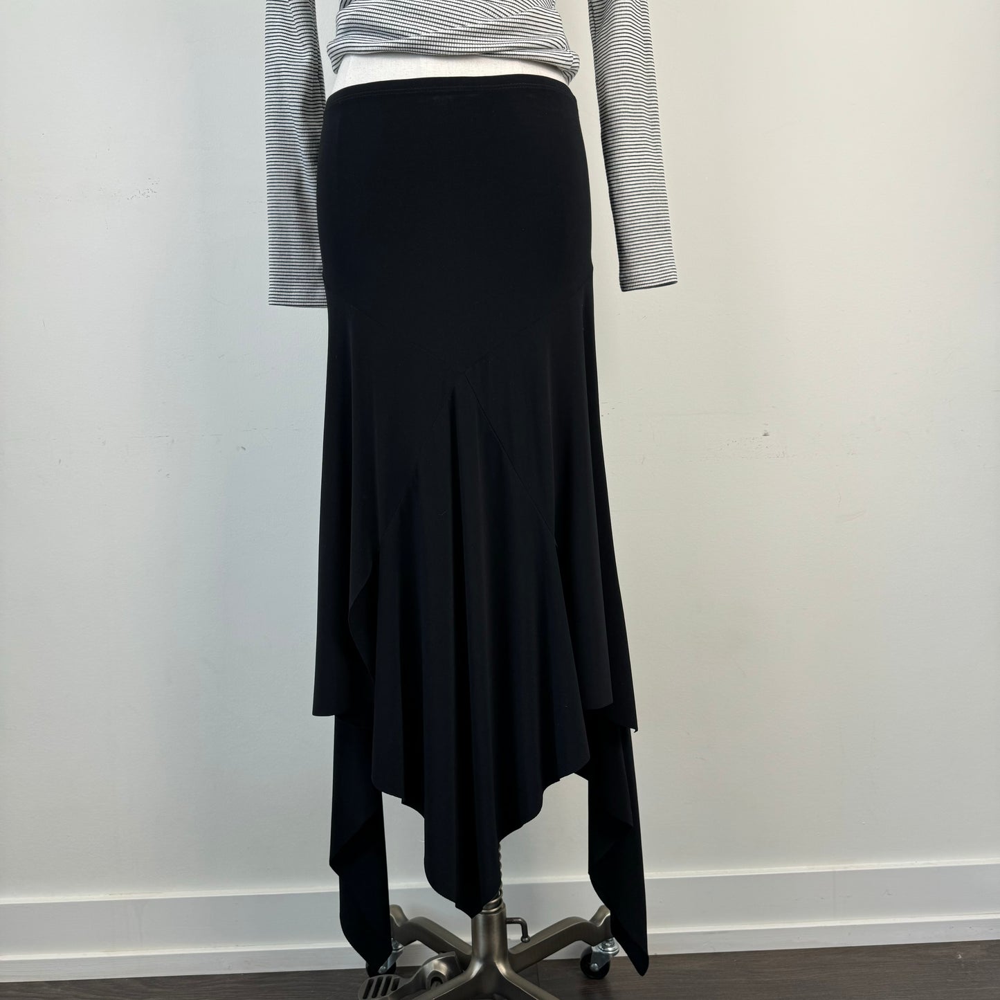 Vintage Black Asymmetric Midi Skirt