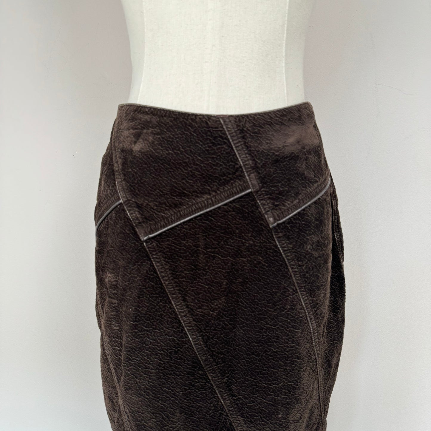 Vintage Brown Suede Midi Skirt