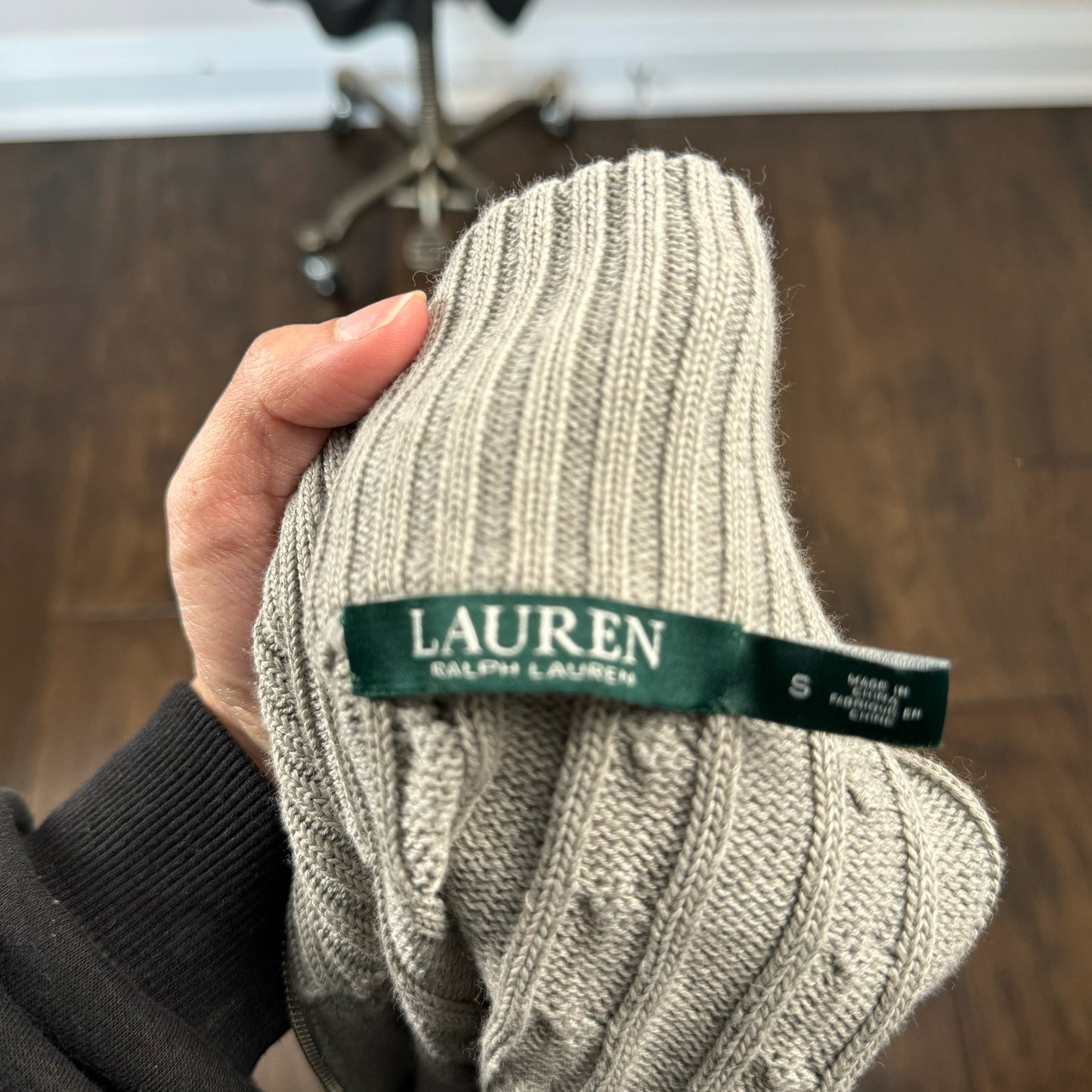 Polo Cable Knit Zip Up Sweater