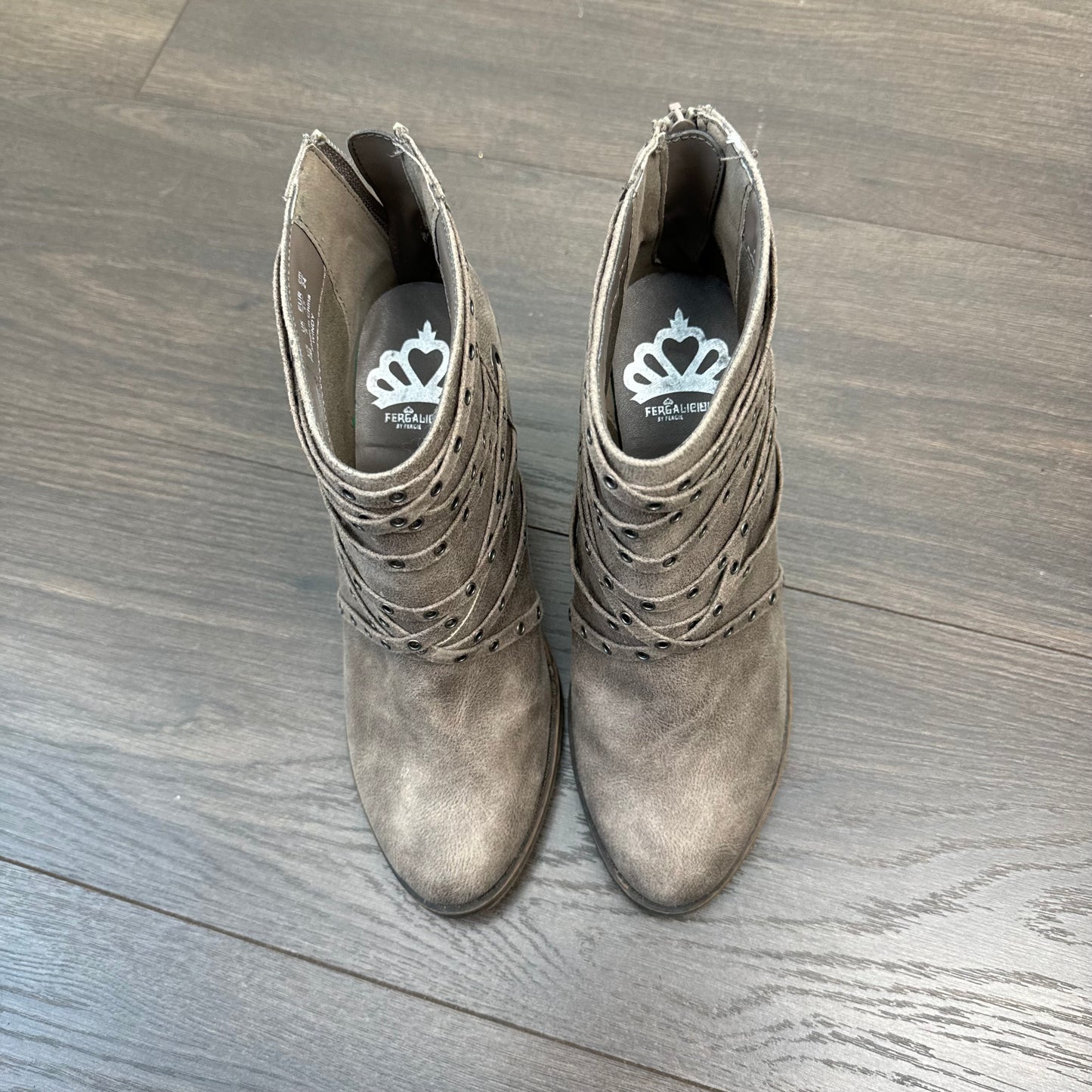 Fergalicious Brown Studded Wedge Boot Heels (US7)