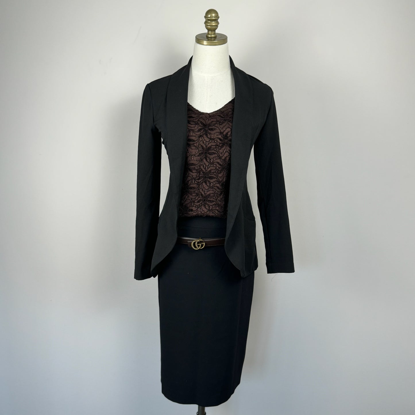 Black Fitted Open Front Blazer
