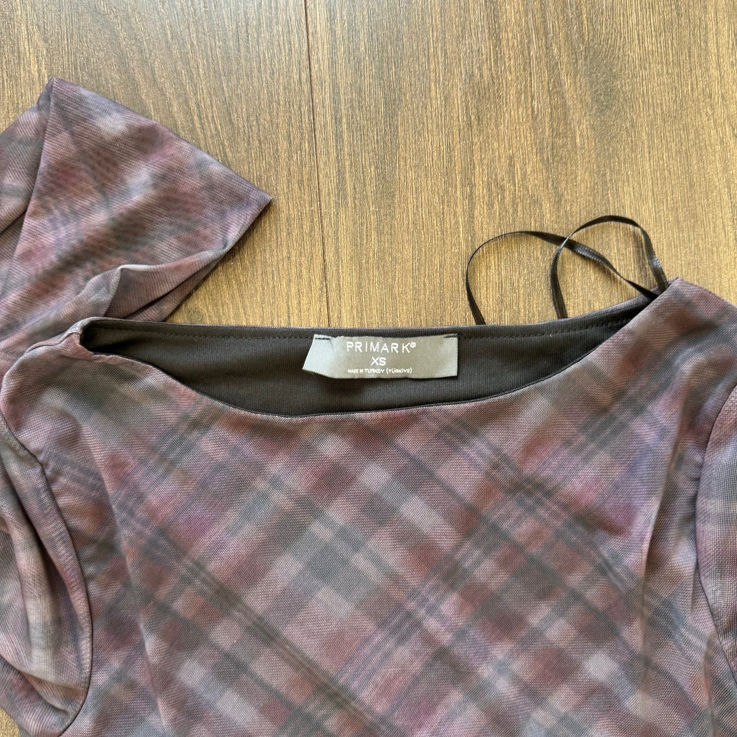 Plaid Mesh Overlay Mini Dress