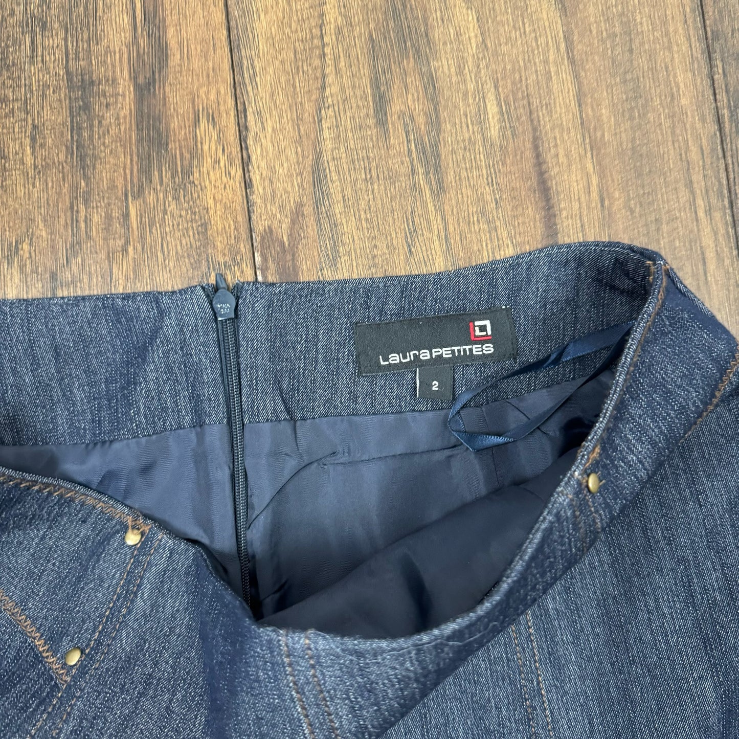 Vintage Dark Wash Denim Midi Skirt
