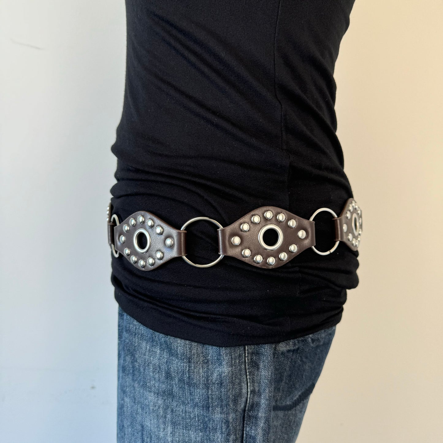 Boho Brown Tassle Studded Belt