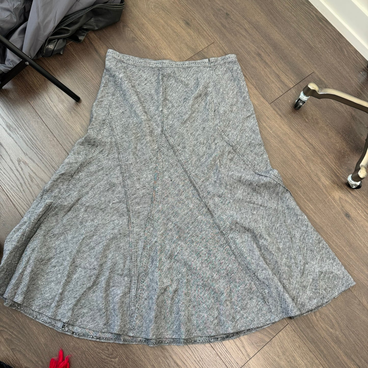 Grey Flared Maxi Skirt