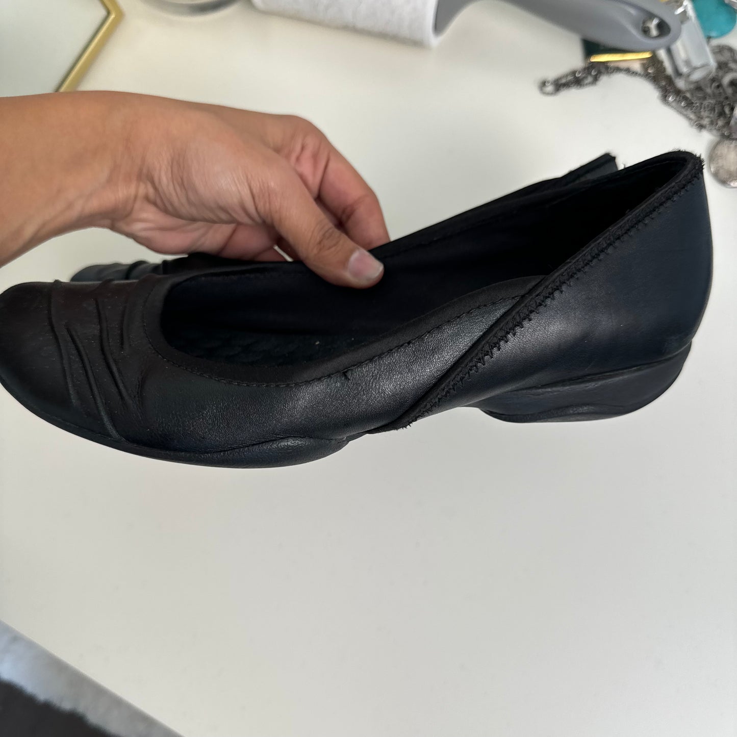 Black Leather Ballet Flats