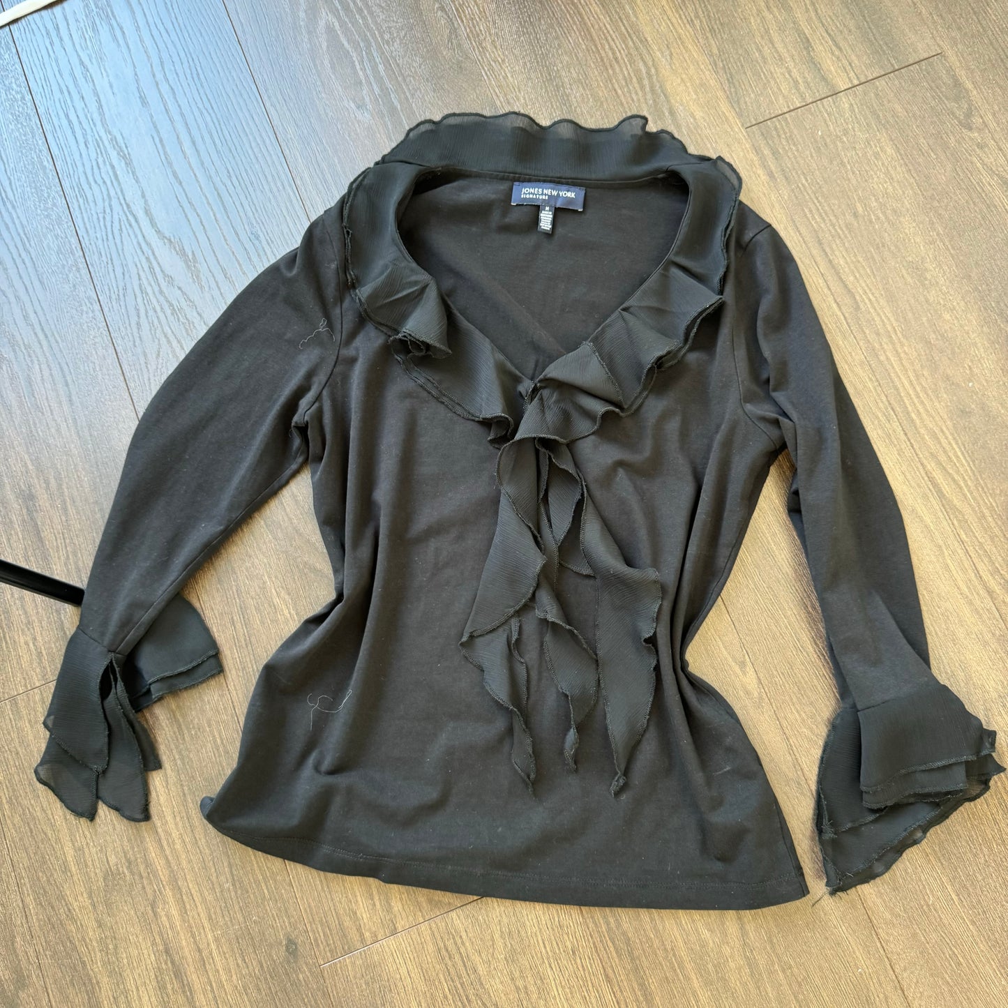 Vintage Black Ruffled Top