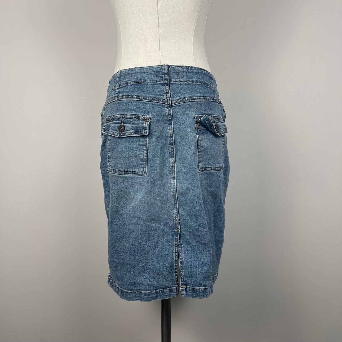 Vintage Light Wash Denim Midi Skirt