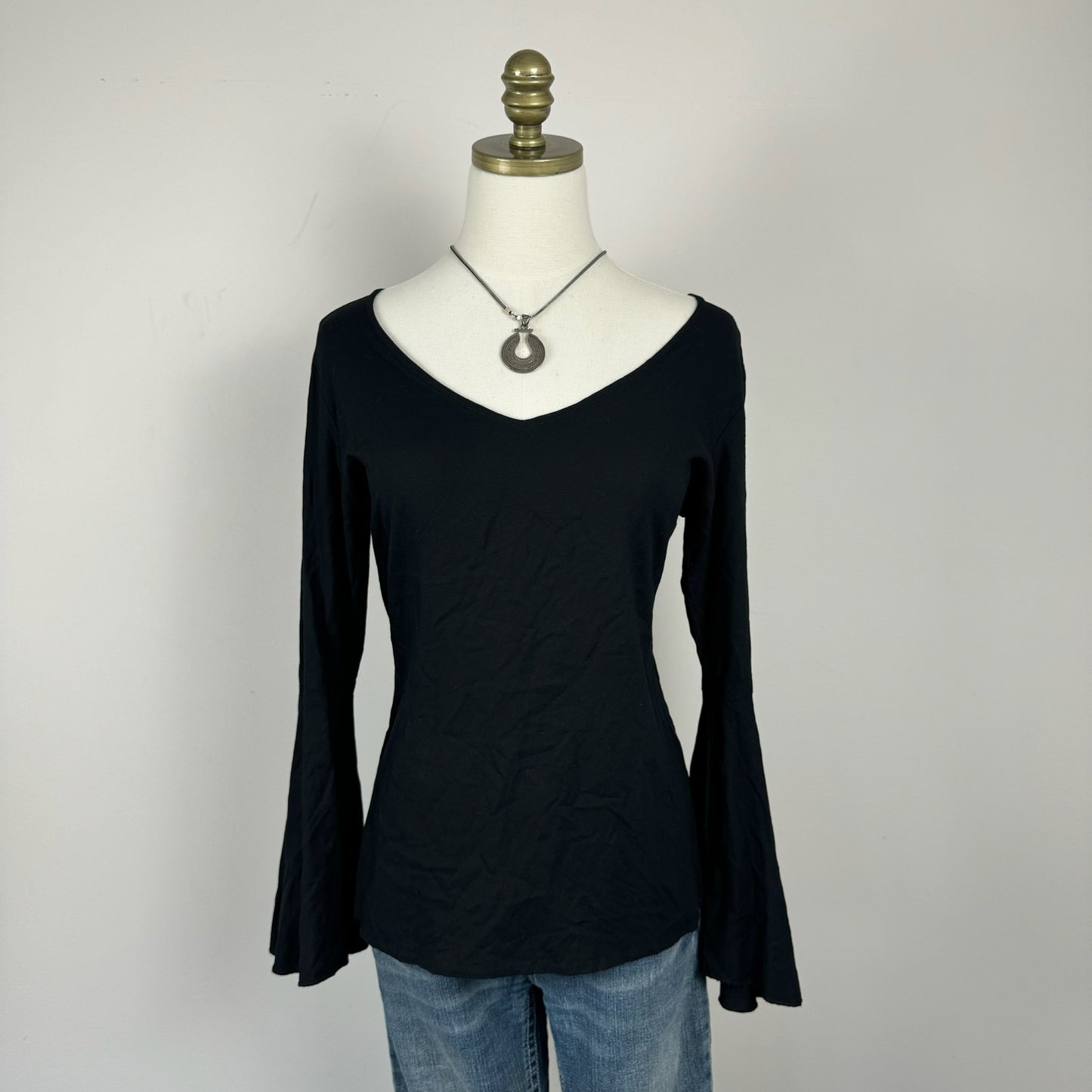 Black Bell Sleeve Top
