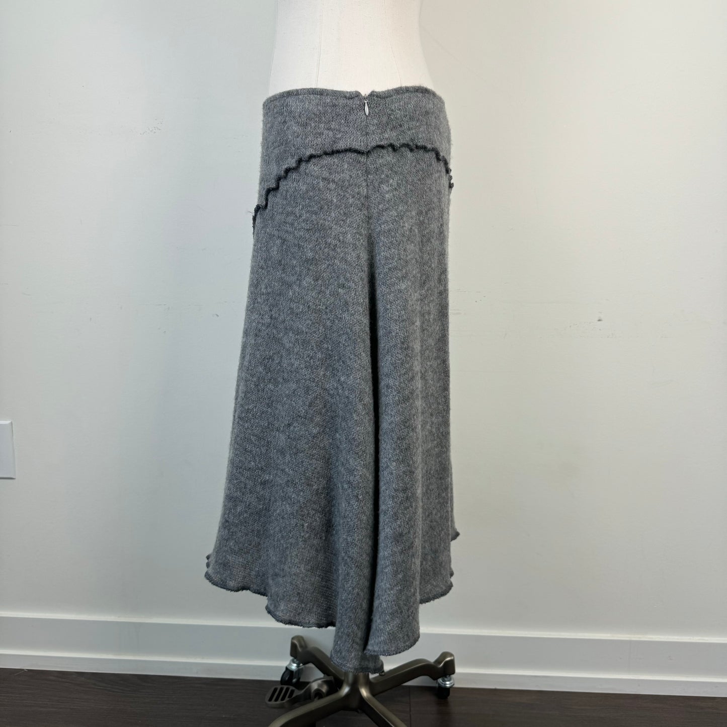 Vintage Asymmetric Knit Midi Skirt