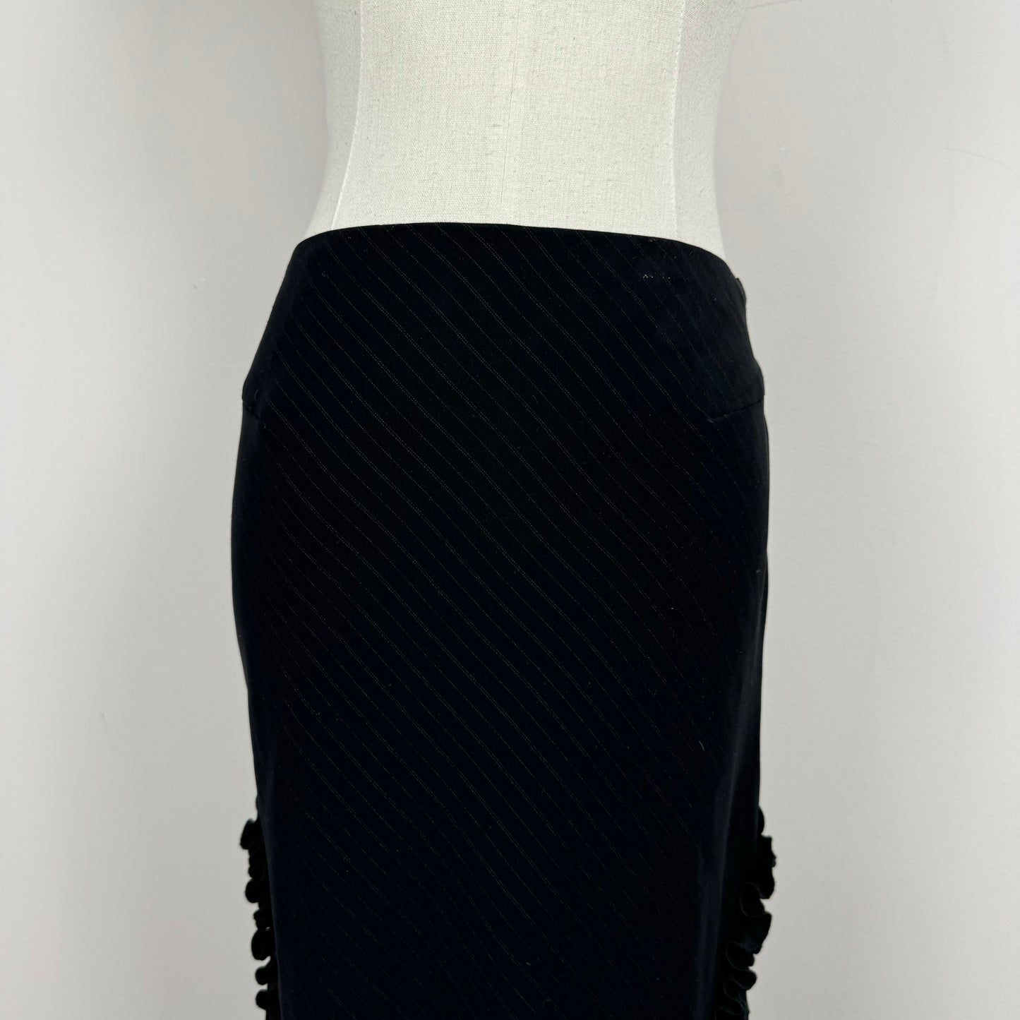 Black Pinstripe Midi Skirt