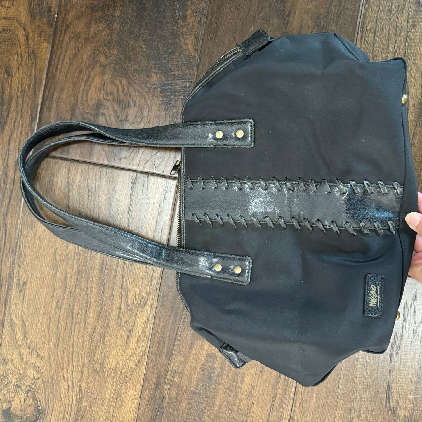 Western Gold Studded Black Shoulder Bag