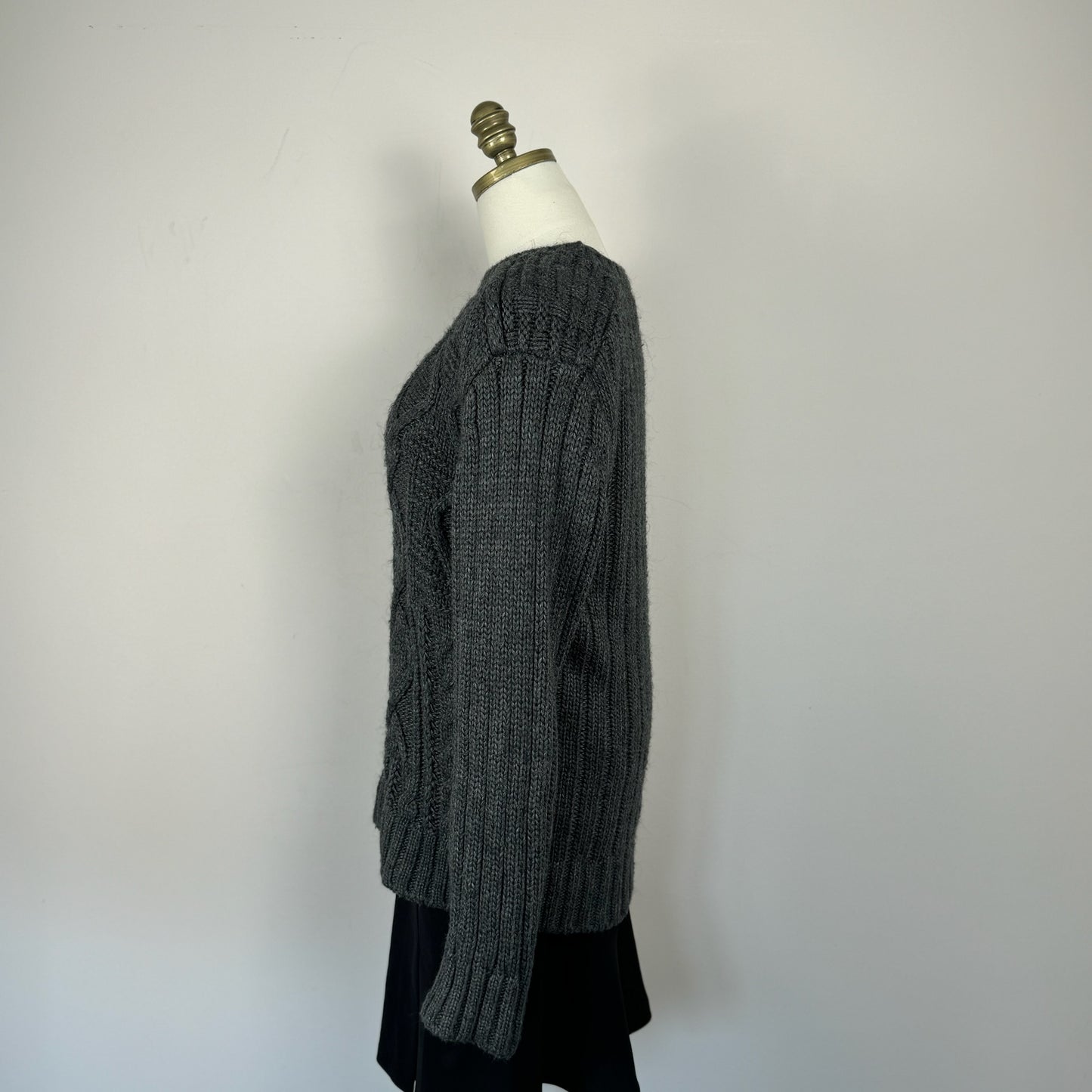Dark Grey Chunky Cable Knit Sweater