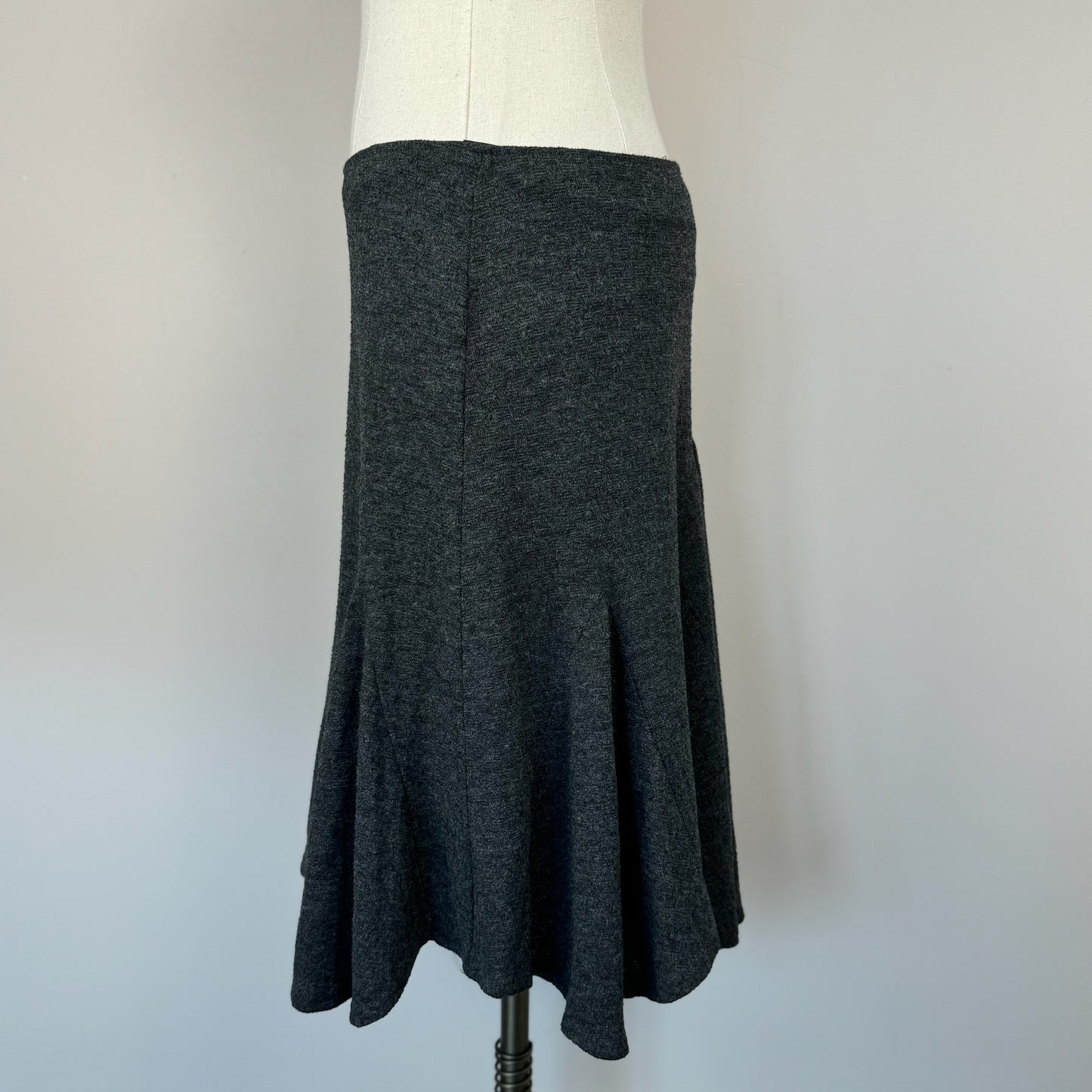 Vintage Dark Grey Ruffled Midi Skirt