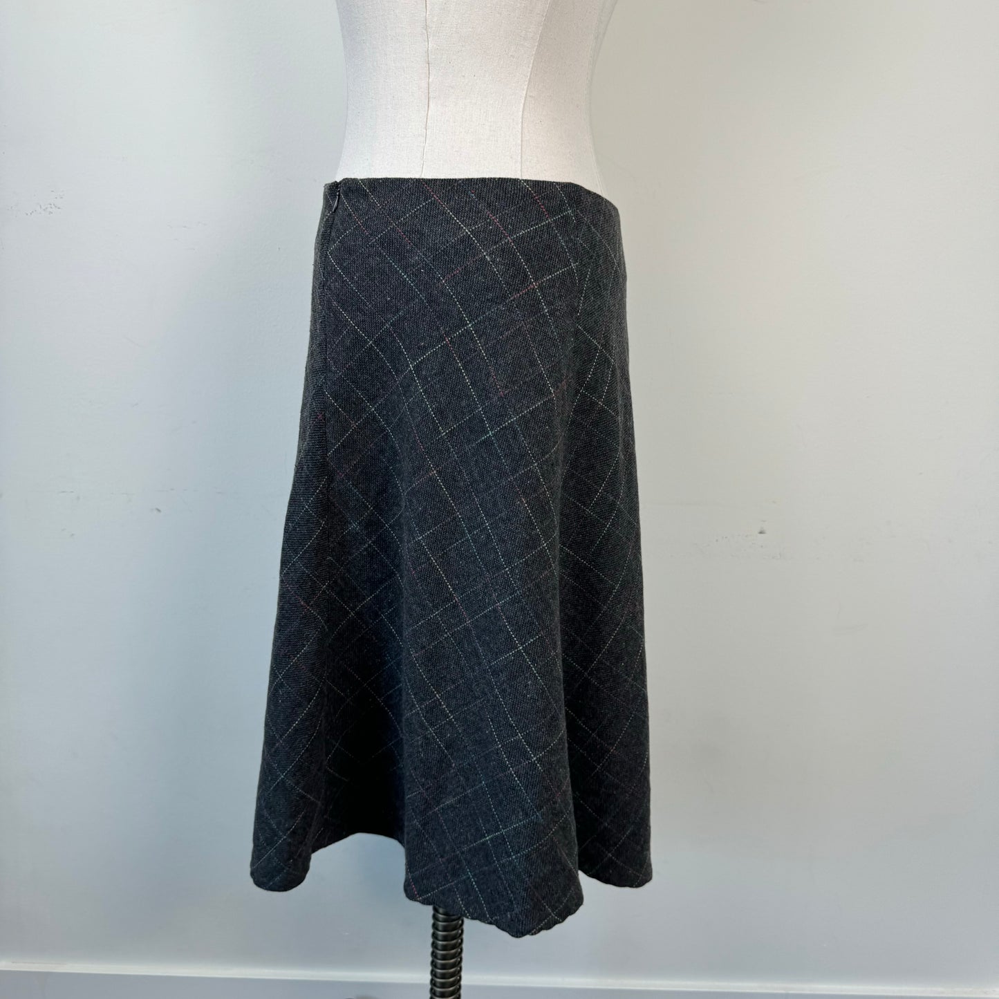 Dark Grey Wool Blend Midi Skirt
