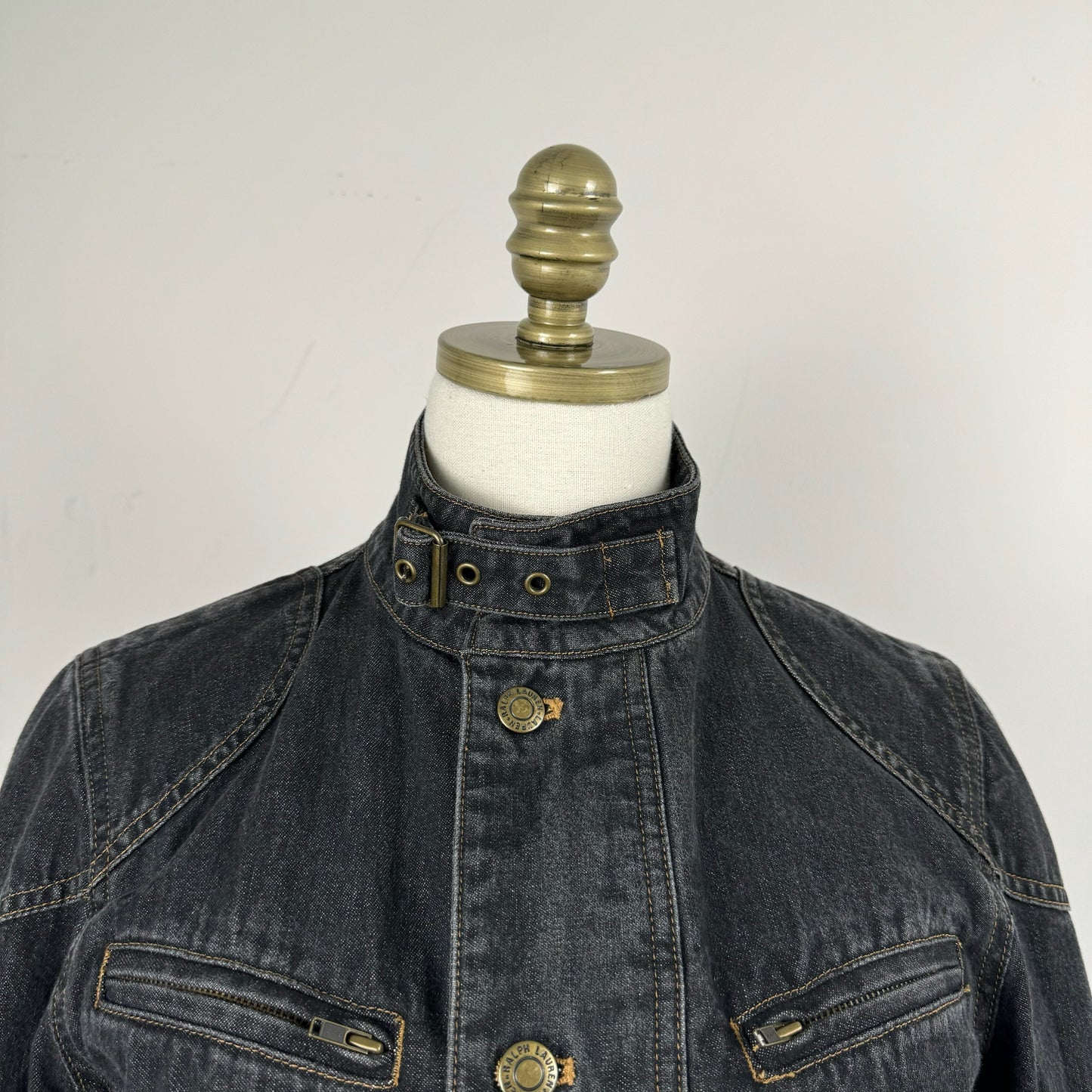 Vintage Dark Wash Denim Moto Jacket