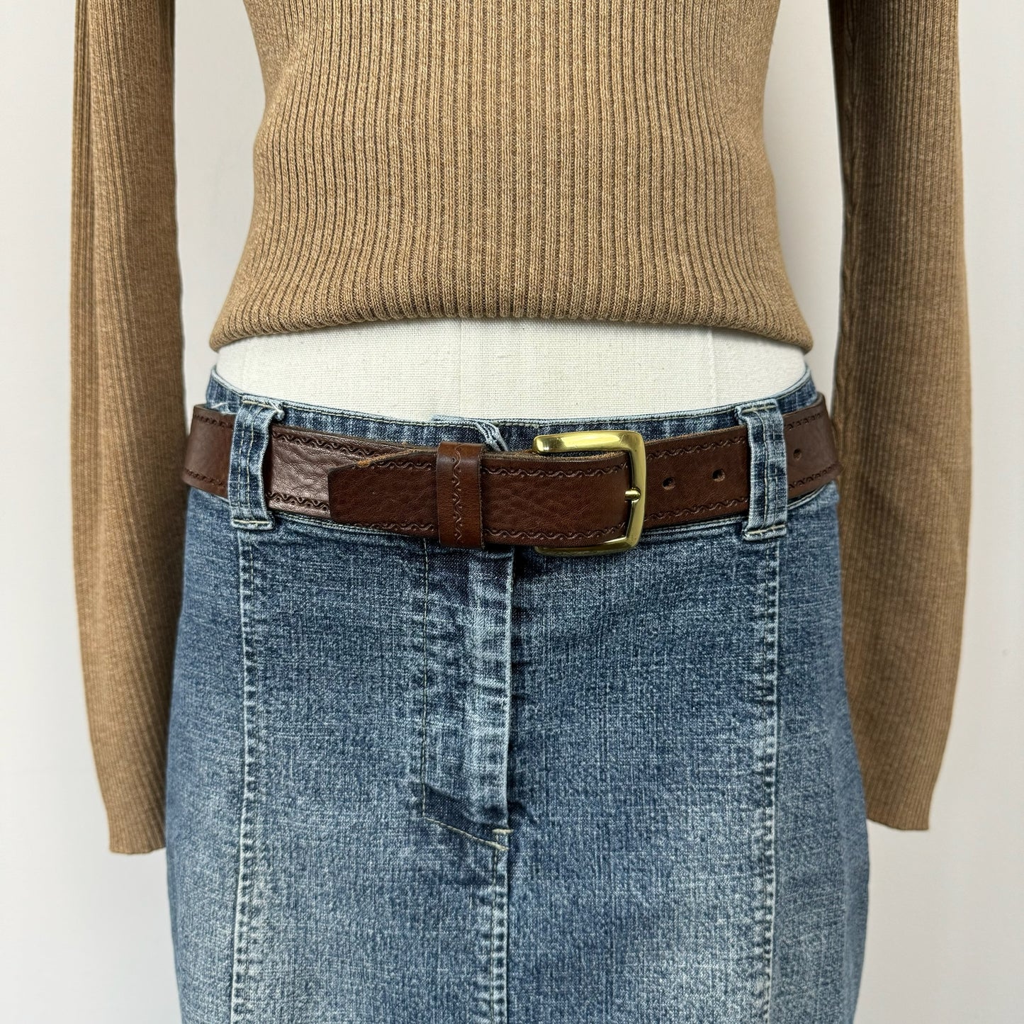 Western Gold Buckle Genuine Leather Belt
