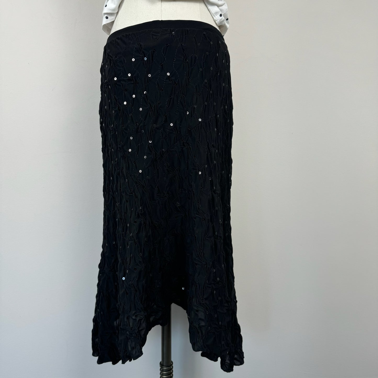 Vintage Black Midi Asymmetric Skirt