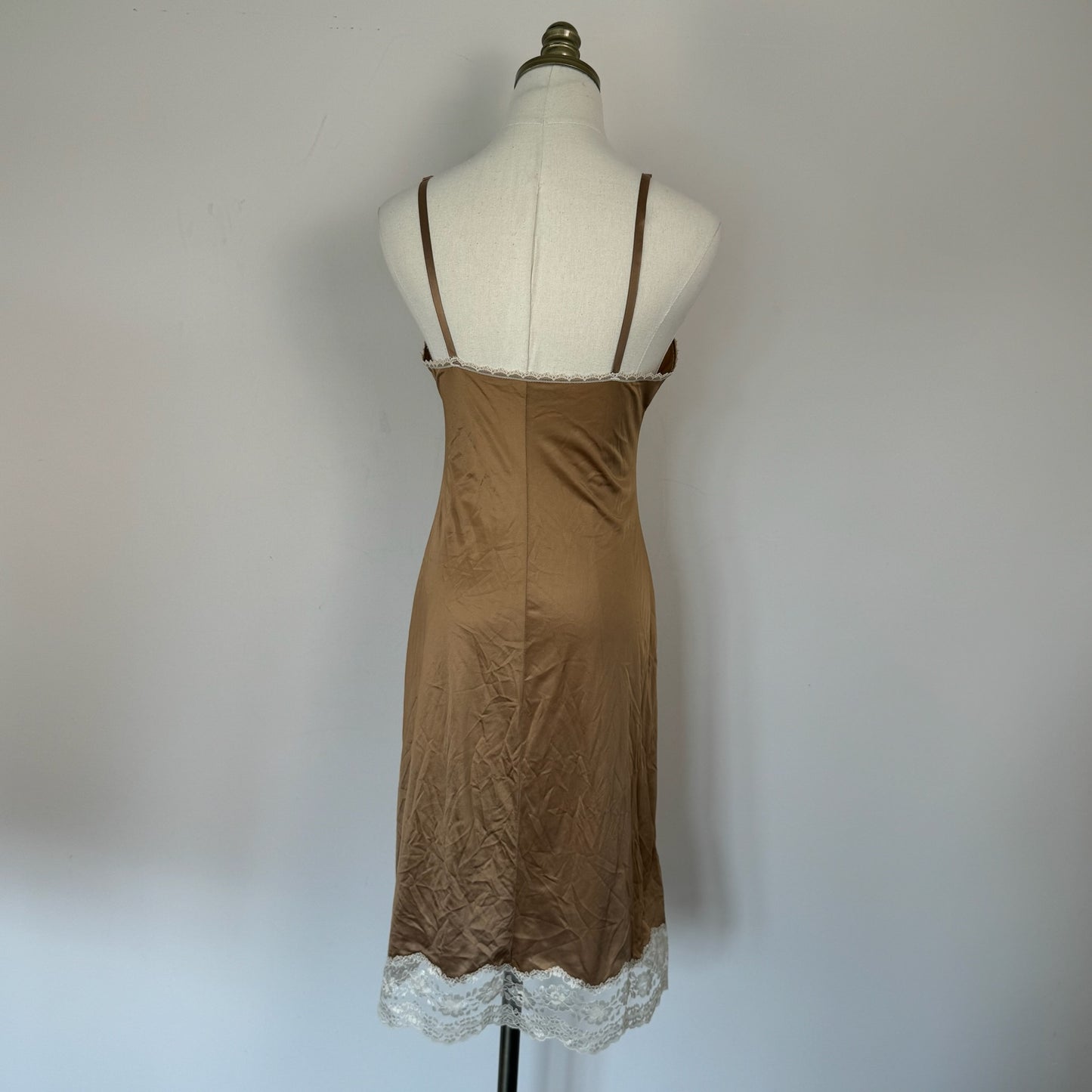 Vintage Lace Trim Rose Slip Dress