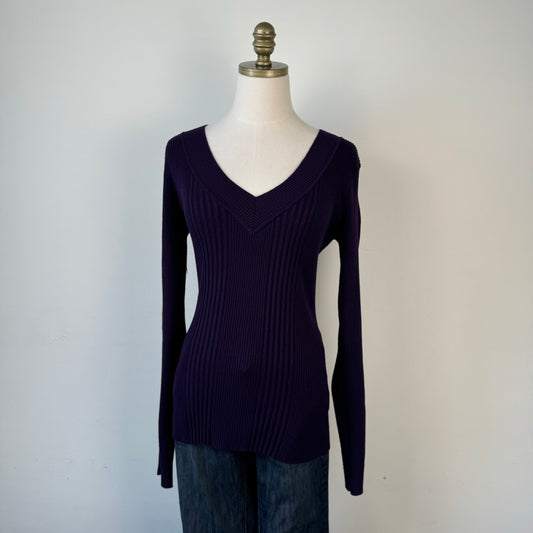 Deep Purple Ribbed Fitted Sweater
