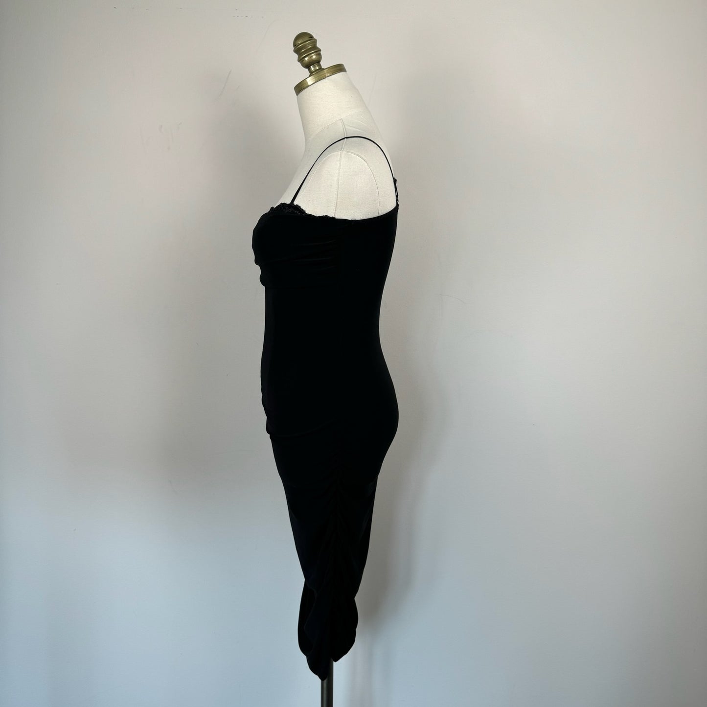 Black Lace Trim Bodycon Dress