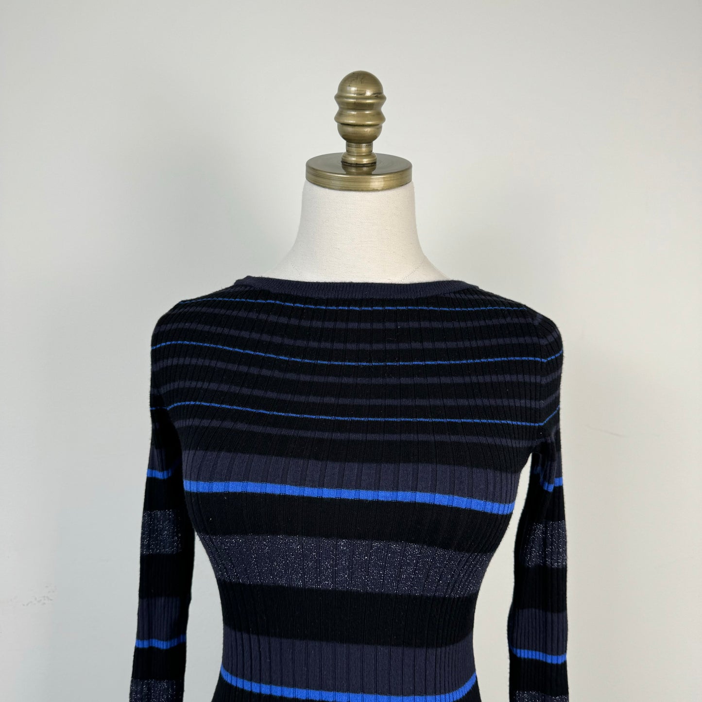 Black Striped Fitted Knit Sweater