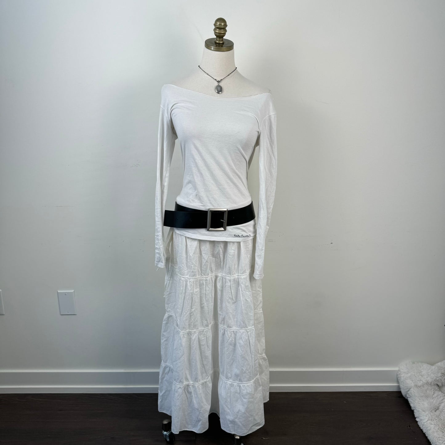 Black Faux Leather Chunky Silver Buckle Belt