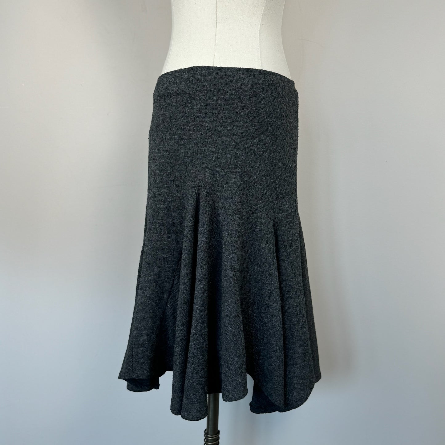 Vintage Dark Grey Ruffled Midi Skirt